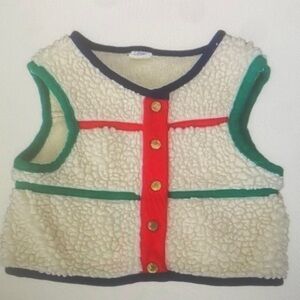 Colorful Sherpa Vest with Red Accents